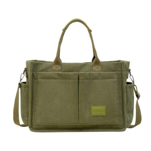 Women’s Large Handbag, Shopper Work Women, Zippered Crossbody Bag, Corduroy Tote Bag For University & Daily Use