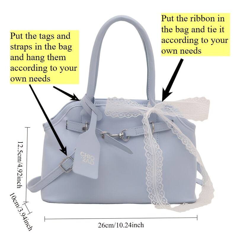 Pink Lace Bow Mini Satchel Bag Women Top Handle Adjustable Crossbody Daily Handbag - Image 12