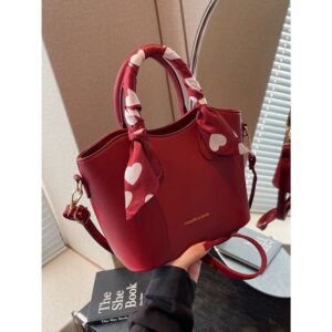 Fashionable Wedding High-End Women’s Large Capacity New Crossbody Bag, Bridal Handbag, Red Bucket Shoulder Bag