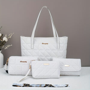 Women’s Large Capacity Tote Trendy Leather Handbag Versatile Elegant Multi-Color Zippered Shoulder Bag For Daily Use