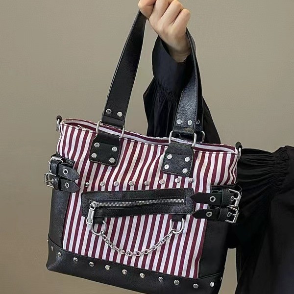 Bags Women's High End Niche Tote Fashion Rivet Hot Girl Shoulder Underarm Bag - Image 4