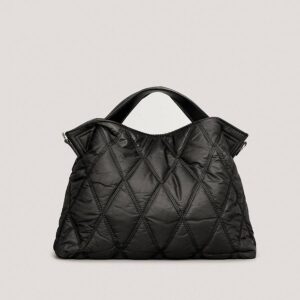 Women’s Bags Down Filled Tote Fashion Diamond Space Cotton Handbag Simple Solid Color Shoulder Bag