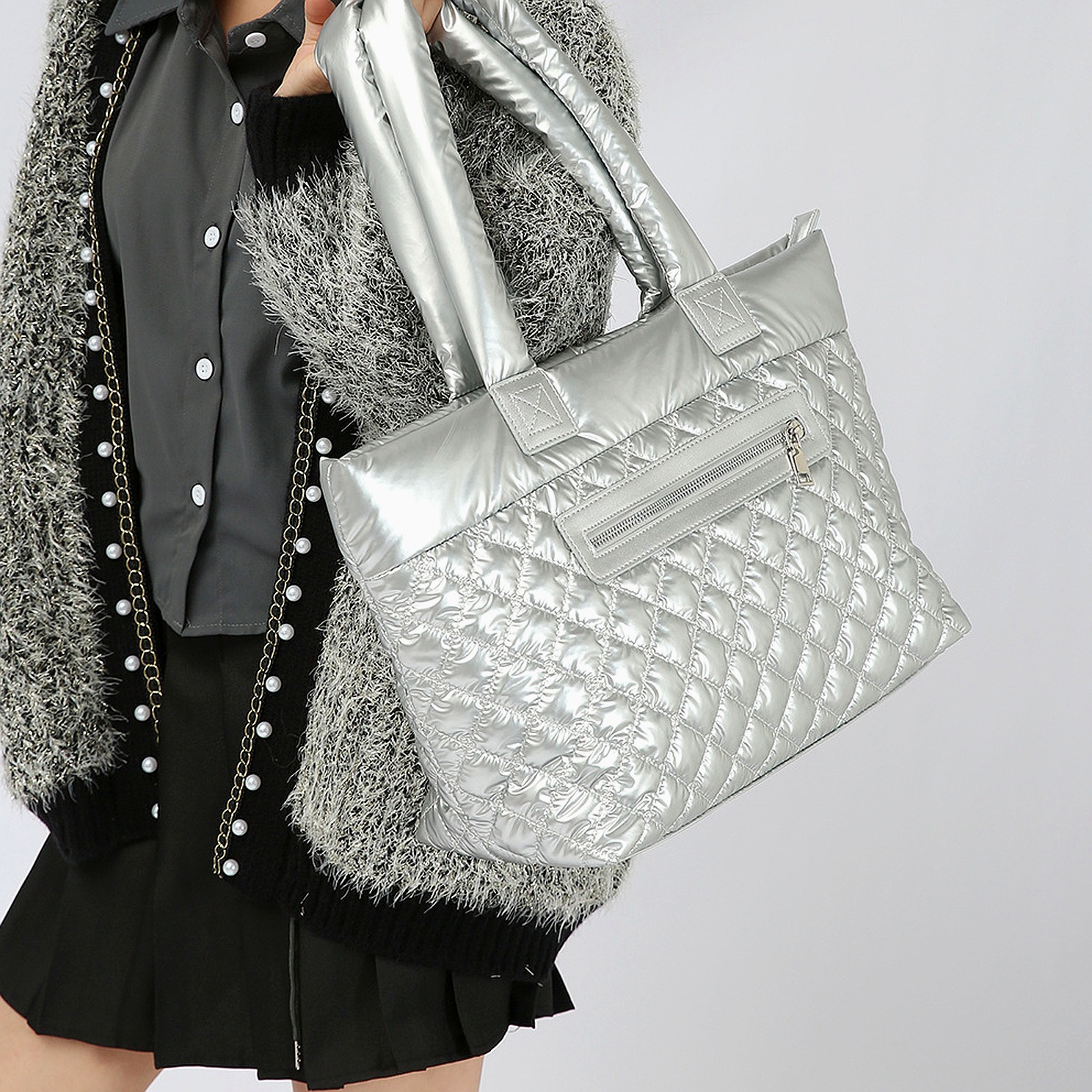 Bags Diamond Tote Women's Large Capacity Air Sense Down Commuter Shoulder Underarm Bag - Image 3
