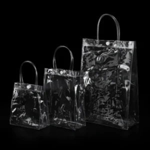 1/10Pcs PVC Transparent Bag With Button Hand Loop Candy Gift Packaging Waterproof Plastic Handbag Wedding Birthday Party
