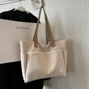 Canvas Women, Large Capacity Student Shoulder Bag, Portable Handbag, Composite Fabric Commuter Tote Bag For Women