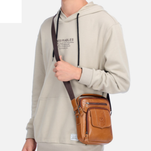 goods genuine leather shoulder men’s casual retro cover compartment large capacity small bag