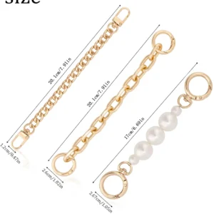 PCS 3 Styles Pearl Bead Charms Bag Fashion Extender Chain Purse Strap 250728