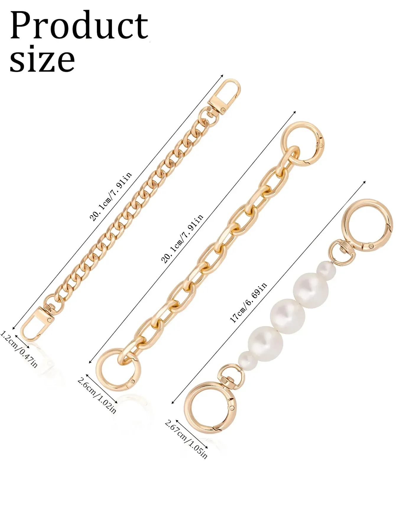 PCS 3 Styles Pearl Bead Charms Bag Fashion Extender Chain Purse Strap 250728 - Image 2