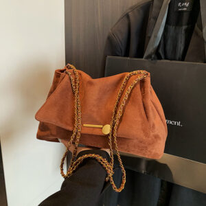 Cross-Border Vintage Suede For Women, High-End Feel, Underarm Crossbody Bag, Niche Versatile Large Capacity Shoulder Bag