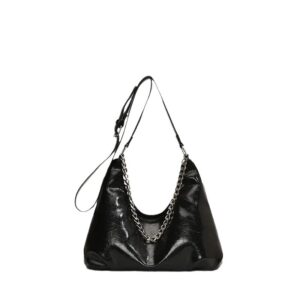Tote European And American Retro Silver Large Capacity Shoulder Bag, Street Fashion Chain Messenger Bag. Classic Women’s