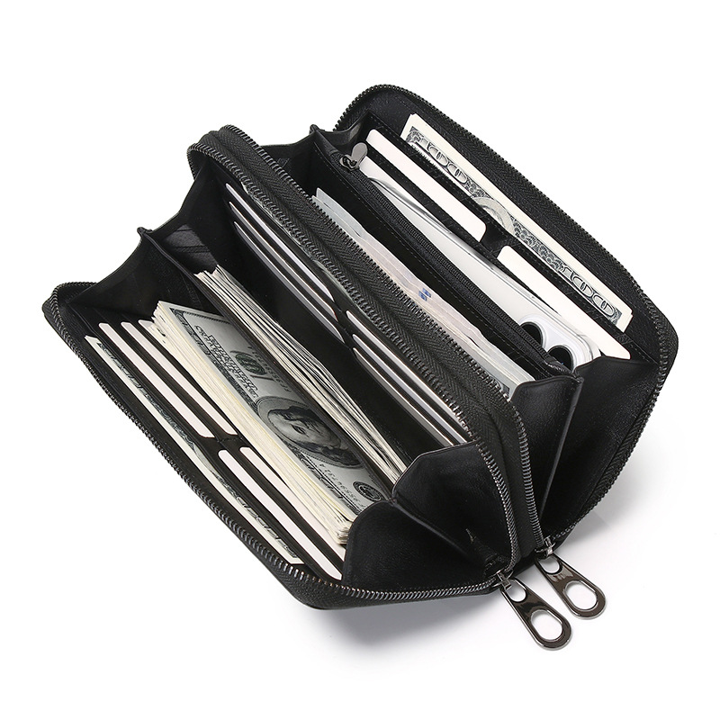 Genuine Leather Wallet Large Capacity Clutch Mobile Phone Coin Purse Men's Bag - Image 5