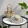 Hat bag set beige black bar