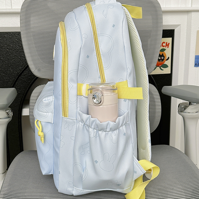Wave Print Backpack With Fluffy Decor Charms Multi Pockets Large Capacity Lightweight Girls School Travel Daypack - Image 14