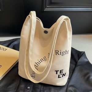 Canvas Shoulder For Women 2026 Spring Summer New Commuter Underarm Bucket Large Capacity Tote Bag