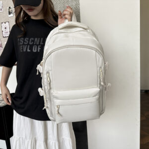 Fashion Simple For Women Autumn New Multi-Pocket Large Capacity Student Trendy Versatile Solid Color Backpack