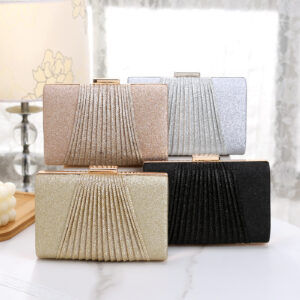 New Shiny Pleated Large Capacity Handbag Single Shoulder Crossbody Wedding Dress KTV Clutch Evening Bag