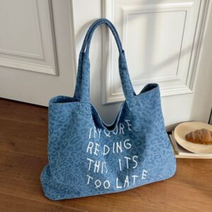 2026 New Niche Fashion Casual Tote Daily Commuting And Shopping, Large Capacity Denim Bag For Women