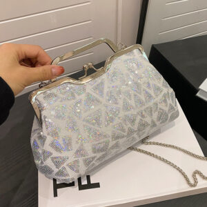 2026 New Textured Evening Sequin Women’s Colorful Handbag Niche Chain Crossbody Clutch Bag