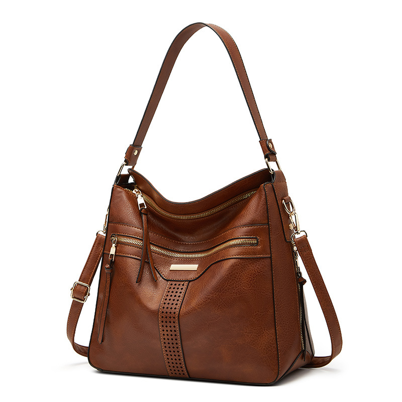 PU 2026 New Fashion Middle-aged Shoulder Large Capacity Soft Leather Retro Women's Hand Bag - Image 5