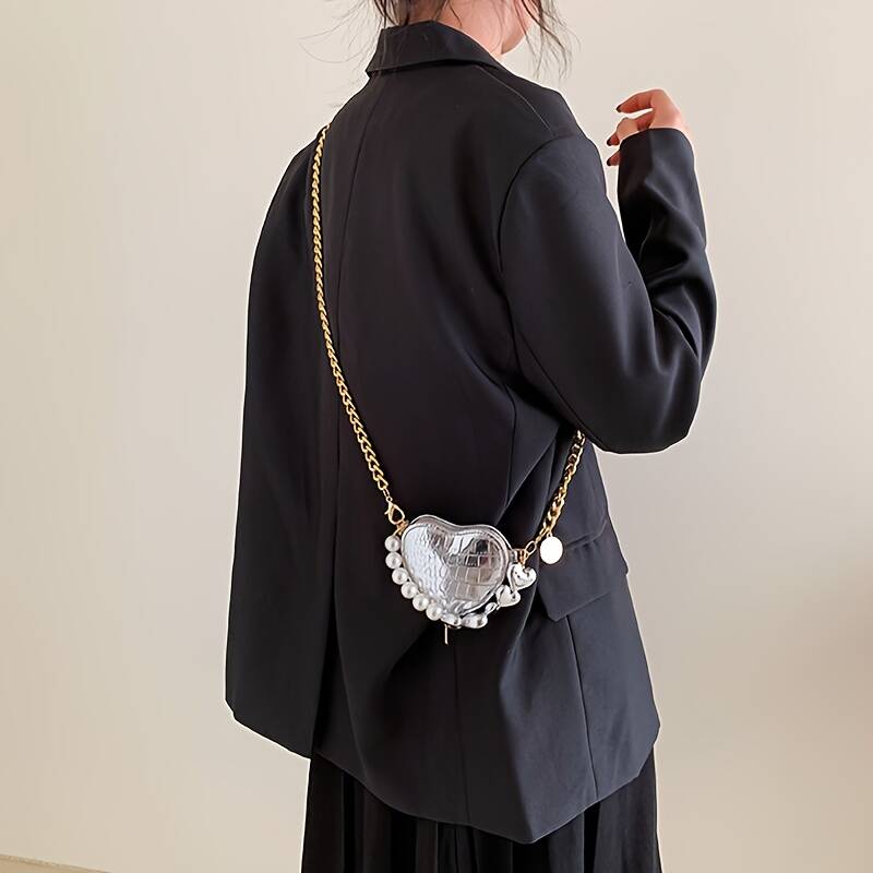 Y2K Metallic Snake Print Heart Shaped Party Handbag Ladies Dual Strap Shoulder Bag - Image 5