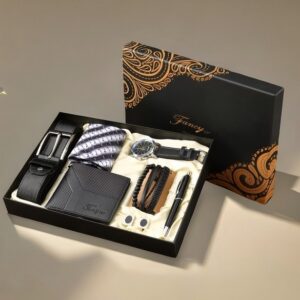 Men’s Luxury Quartz Watch Set With Wallet Belt Tie Cufflinks Pen Sunglasses Stylish Gift Box For Business Father’s Day