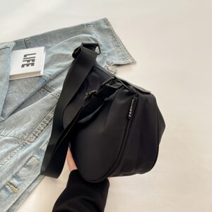 Women Black Nylon Hobo Adjustable Strap Lightweight Casual Crossbody Shoulder Bag