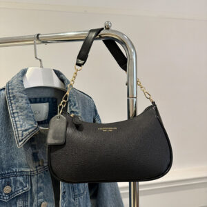 Retro High-End Solid Color Underarm Crossbody Bag for Women Large Capacity Commuter Sling PU Leather Zippered Medium