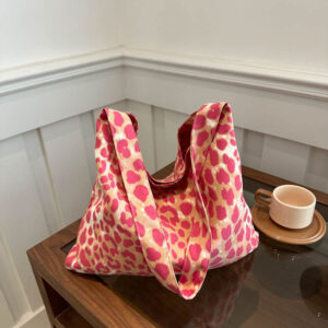 Leopard Print Canvas For Women 2026 New Trend Korean College Style Tote Casual Large Capacity Handbag Shoulder Bag