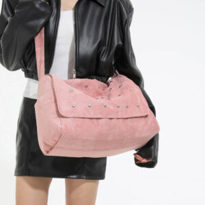 Unique Studded Crossbody For Travel, New Autumn Winter European And American Retro Frosted Suede Women’s Shoulder