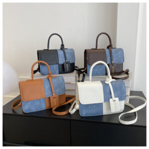 2026 New Niche Design Patchwork Color Block Small Square For Women, Simple And Stylish Crossbody Bag, Fashionable