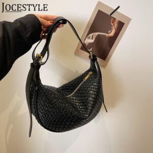 Women Daily Adjustable Strap Woven Simple Hobo Solid Color Fashion Shoulder Shopping Bag