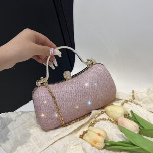 Banquet Bag For Women, Chain Shoulder Metal Handbag, Diamond-Studded Fashion Ins Evening Dress Bag, Light