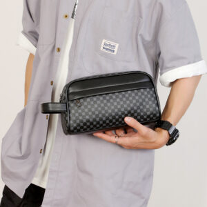 Trendy Large Capacity Toiletry Portable Business Commuting Simple Small Square Clutch Stylish Men’s Bag