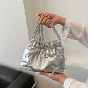 Niche Pleated Design Handbag For Women 2026 Spring Summer New Simple Versatile Bucket Fashion Chain Crossbody Bag