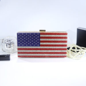 New Style Diamond-Studded National Flag Pattern Clutch Evening Chain Crossbody Small Square Bag