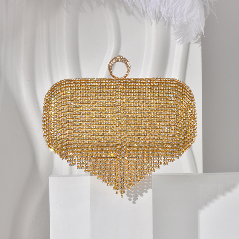 New Women's Tassel Evening Bag Elegant Cheongsam Clutch Diamond-Encrusted Handbag