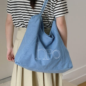 Korean-style Retro Denim Tote For Women, 2026 New Model, Large-capacity Letter-print Shoulder Bag, Commuter Underarm