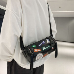 Young, Fashionable, Personalized Crossbody Bag, Small Backpack, Men’s Niche Cylindrical Shoulder Bag