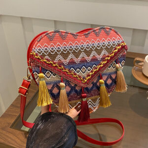 Textured Woven 2026 New Trendy Fashion Crossbody Ins Niche Tassel Shoulder Bag For Women