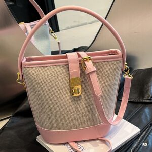 Retro Casual Two-Tone Handbag For Women 2026 Spring/Summer Fashion Niche Bucket Versatile Shoulder Crossbody Bag