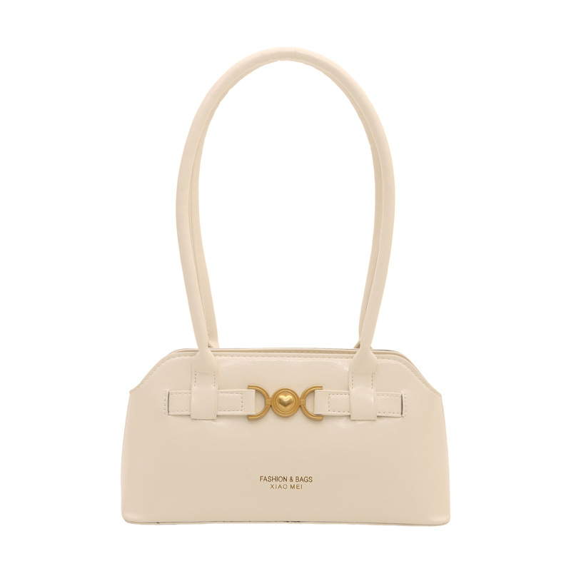 Moon‑Buckle Baguette Bag Women Solid‑Color Underarm Shoulder Purse - Image 7