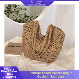 Women’s Large Capacity Woven Straw Cross Border Style Casual Shoulder Bag for Beach Vacation Spring Summer 2026