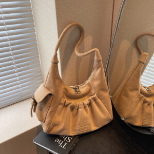 Cross-border With A Niche High-end Vintage Feel, New Women’s Underarm In The Maillard Style, Pleated Dumpling Shoulder