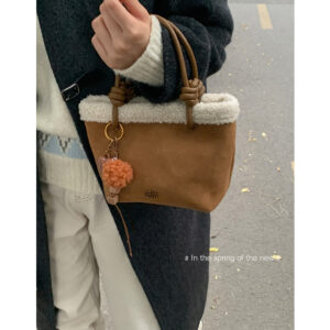 Winter Fashionable Women’s Suede Handbag 2026 New Fashion Korean Style Small Tote Crossbody Plush Bag