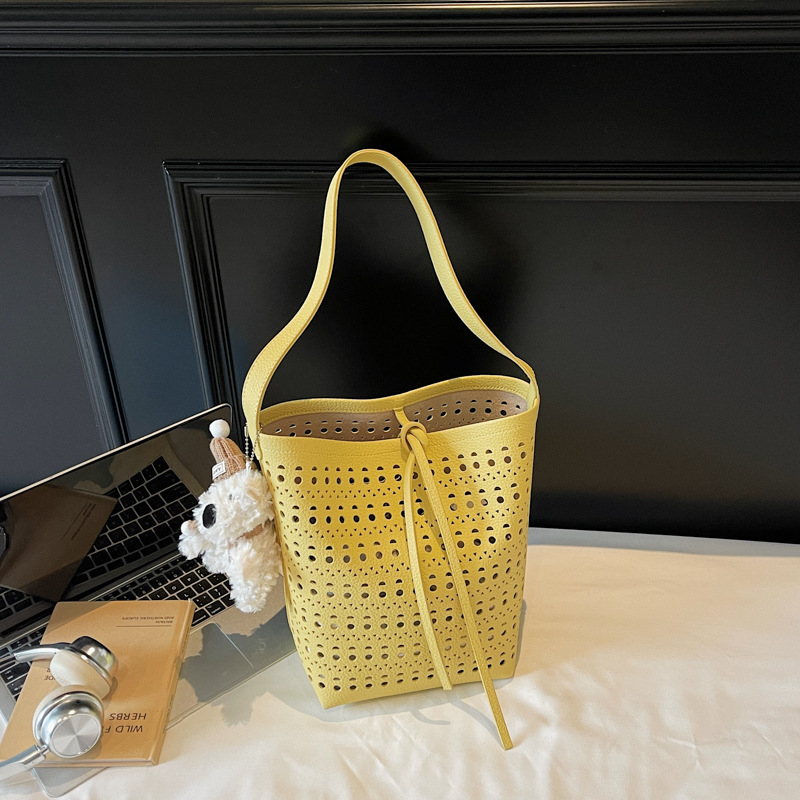 Women's Crossbody Cute Unique Hollow Design Shoulder Underarm Bucket Bag Summer Style Trendy Handbag - Image 14