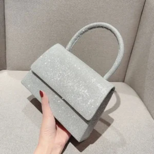 Silver Silk Evening Elegant And Fashionable Banquet Clutch Chain Shoulder Bag Y Wallet Womens Wedding Handbag 240826