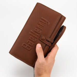 Baellerry Men’s Retro Solid Color Large Capacity Letters Clutch Bag Anti-theft Zipper Handbag