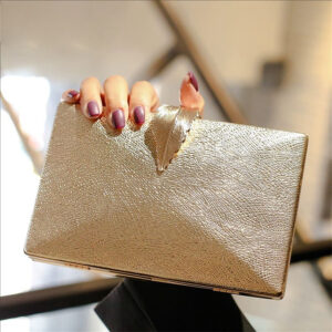 Box Metal Leaf Banquet Dress Clutch Crossbody Handbag Small Square Women’s Cross-border Trend Bag