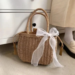Straw Bags For Women Summer Handmade Woven Beach Bag Bohemia Handbag Bolsos Fashion Rattan Basket Tote Purse 241231
