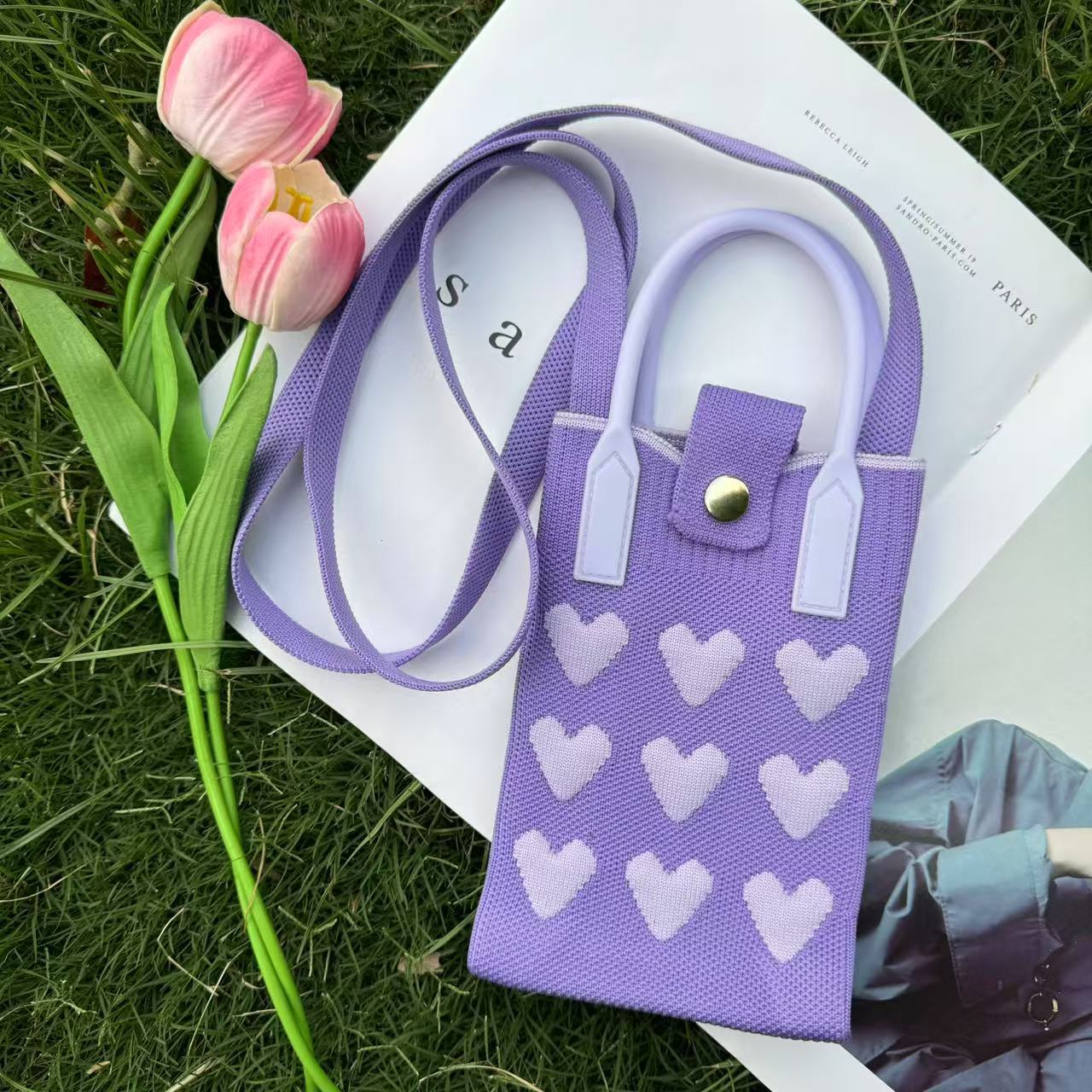 Love Fashionable Versatile Mobile Phone Portable Messenger Knitted Bag - Image 4